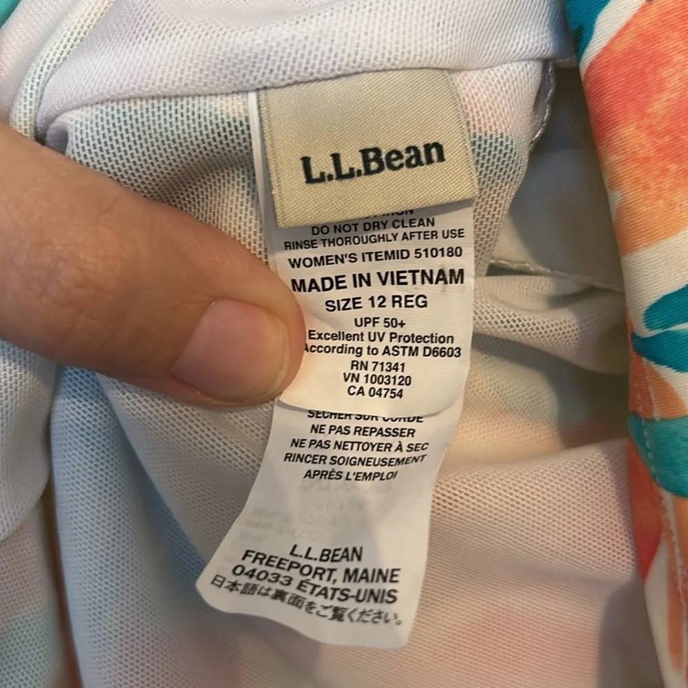 L.L. Bean Floral Tankini Top Sz 12 EUC